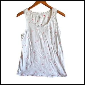 Gap Tank Top Star Print Sleeveless Casual‎ Basic White Red Size S